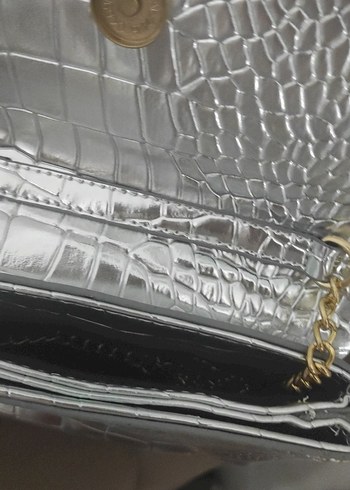 Gri Yılan Desenli Deri Kadın Portföy Çanta - Görsel 2