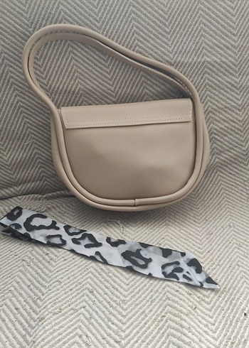 Bej Deri Kemerli Kadın Omuz Çantası - Görsel 2