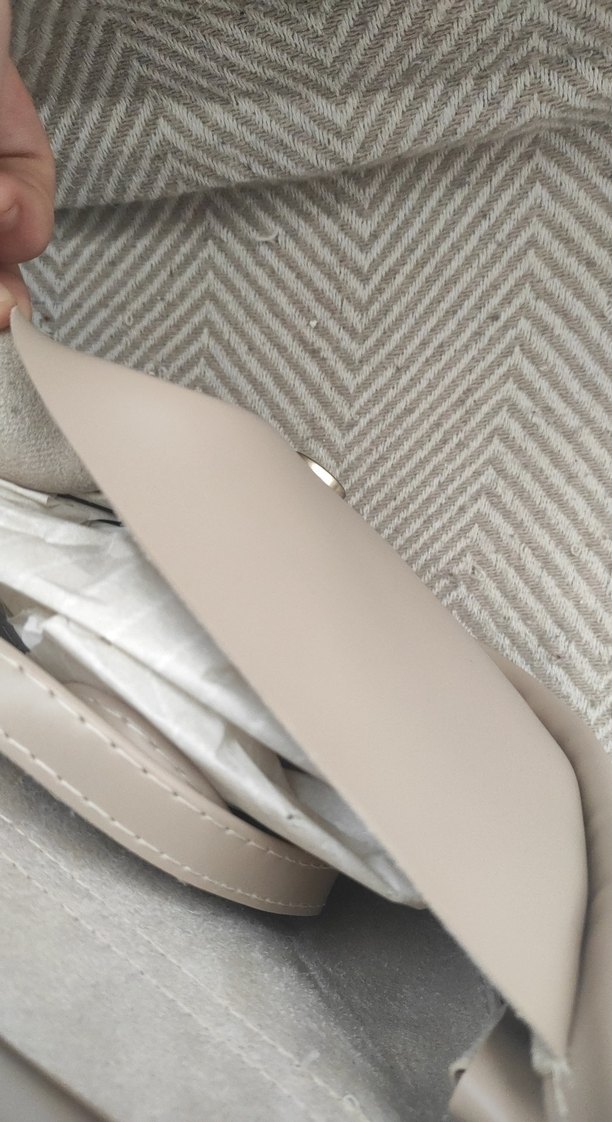 Bej Deri Kemerli Kadın Omuz Çantası - Görsel 3