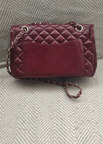 Bordo Deri Kapitone Kadın Çanta - Görsel 2