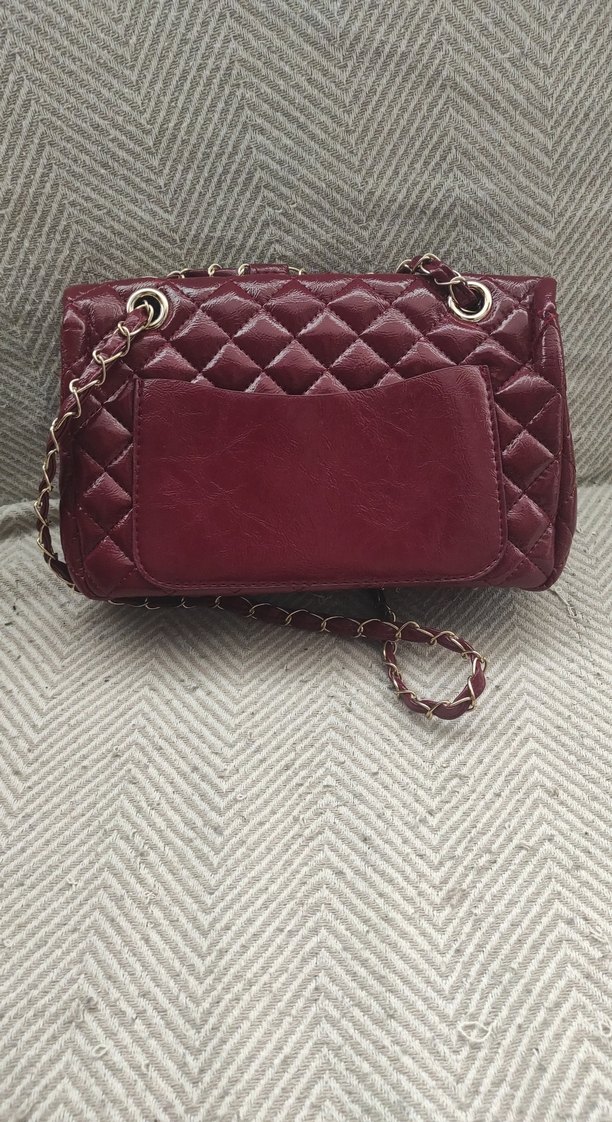 Bordo Deri Kapitone Kadın Çanta - Görsel 2