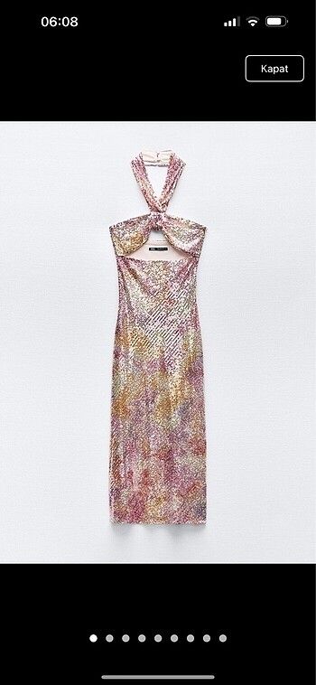 Zara pembe pullu elbise M