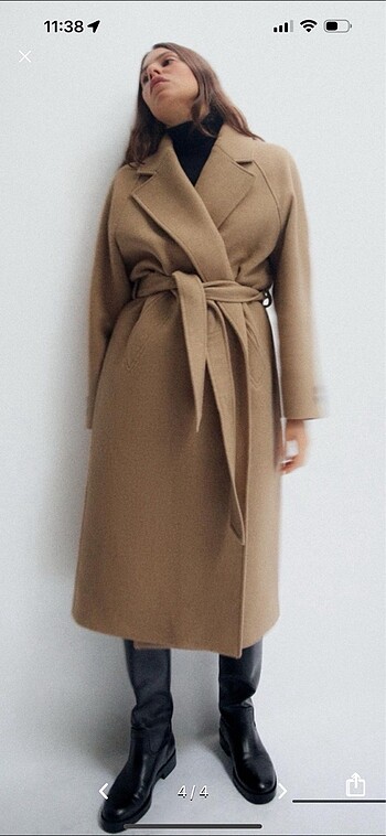 xs Beden camel Renk Zara yün palto XS