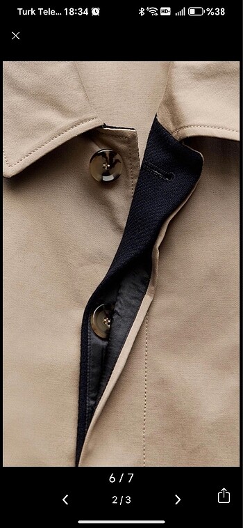 Zara Zara konstrast trençkot XS beden