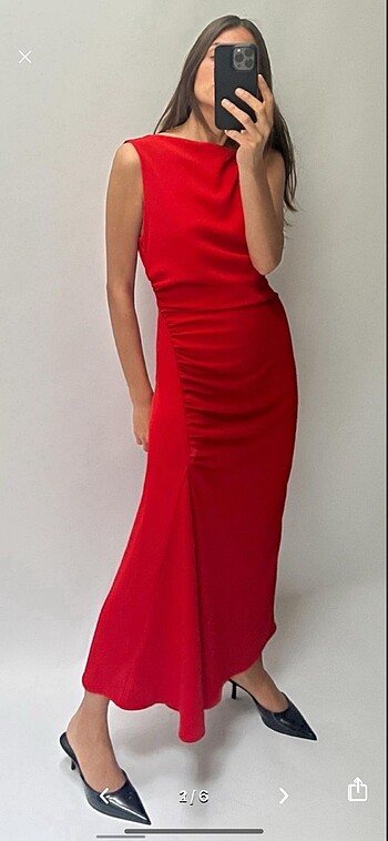 Zara gold aplikeli elbise S beden