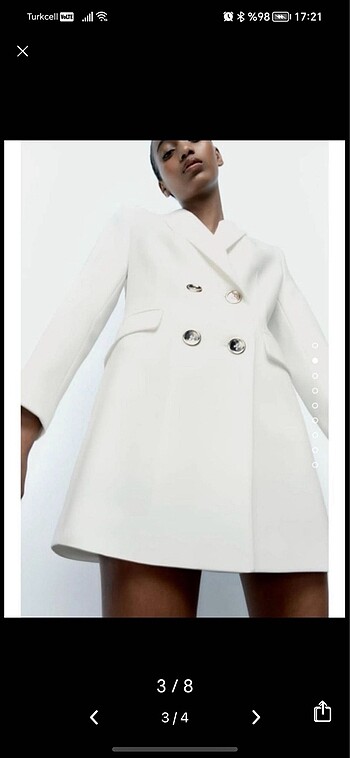 m Beden beyaz Renk Zara uzun blazer M