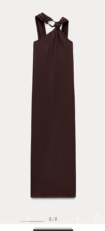 Zara Zara kahverengi gold detaylı elbise S
