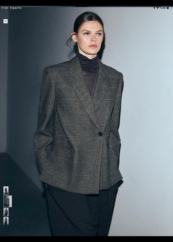 Zara Viral Gri Kadin Yun Blazer Ceket