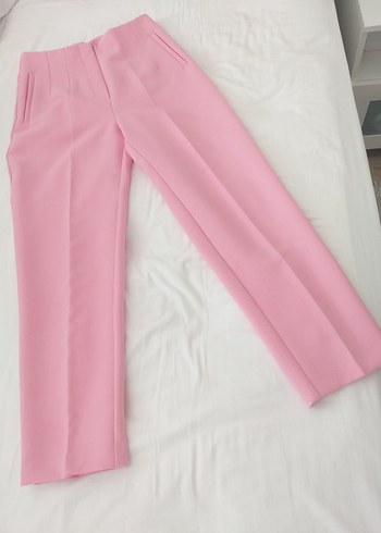 Pembe Midi Kadın Kumaş Pantolon