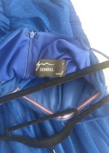 Abiye Mavi Uzun Askılı Abiye Elbise - Görsel 3