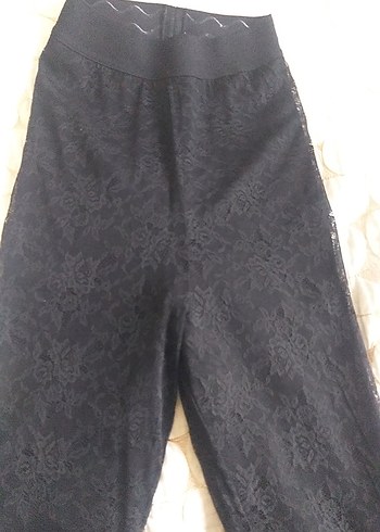 Siyah dantelli Kadın Tayt - Görsel 5