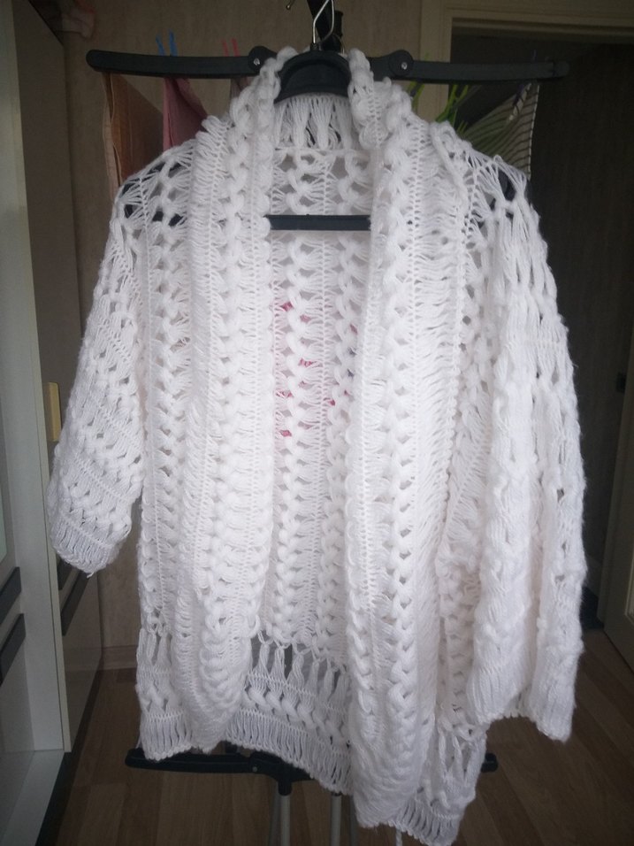 Kadın Bohem Örgü Hırka Gri - Görsel 2