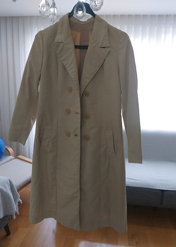 Bej Uzun Kadın Trençkot - Görsel 3