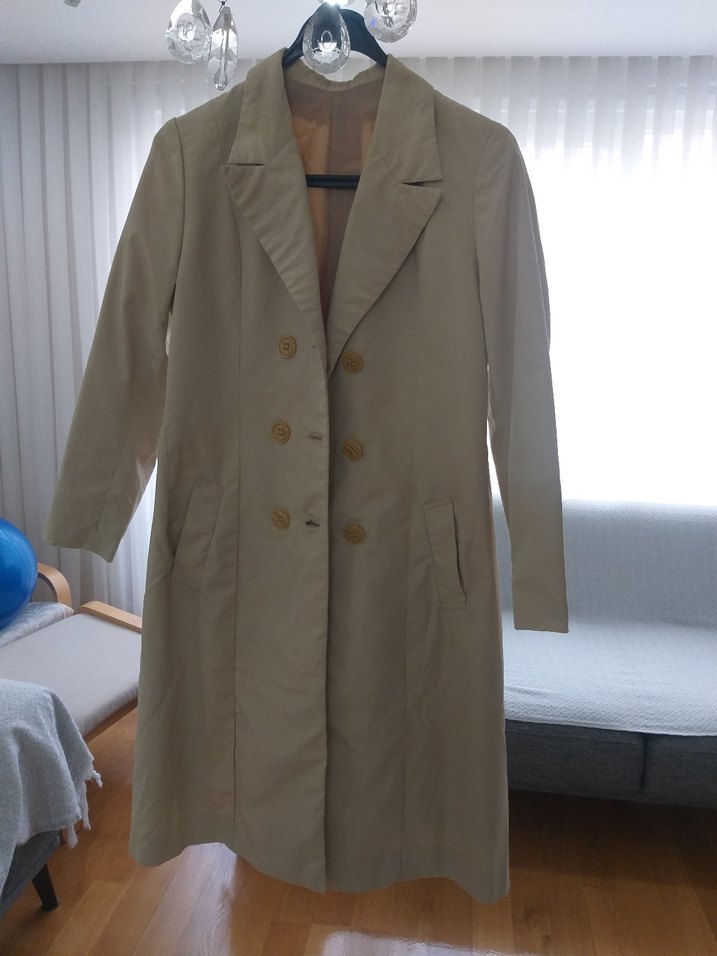 Bej Uzun Kadın Trençkot - Görsel 3