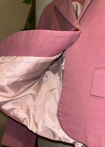 Pembe Keten Kadın Blazer Ceket - Görsel 3
