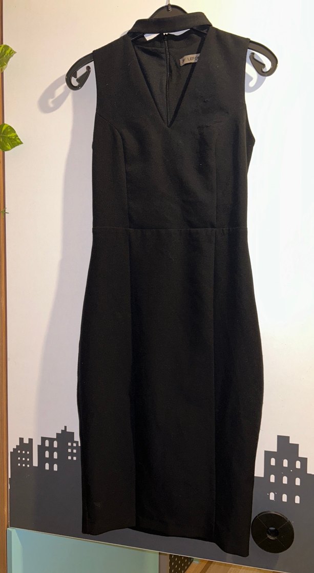 Siyah V Yakalı Kolsuz Uzun Abiye Elbise - Görsel 3