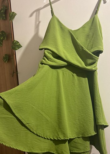 Yeşil Drapeli Mini Abiye Elbise - Görsel 2