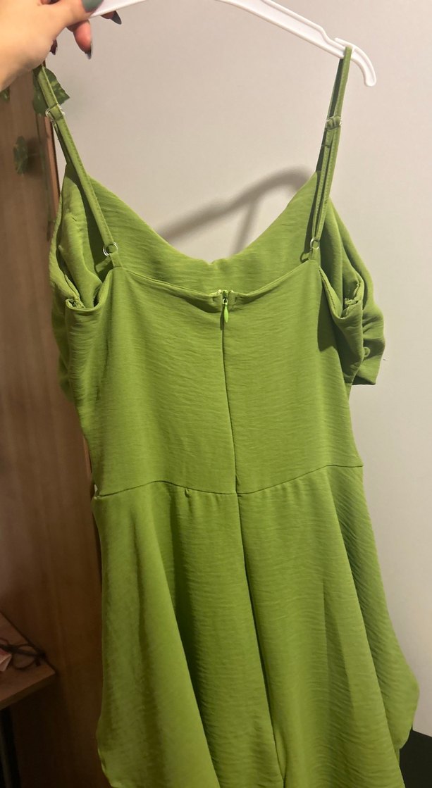 Yeşil Drapeli Mini Abiye Elbise - Görsel 3