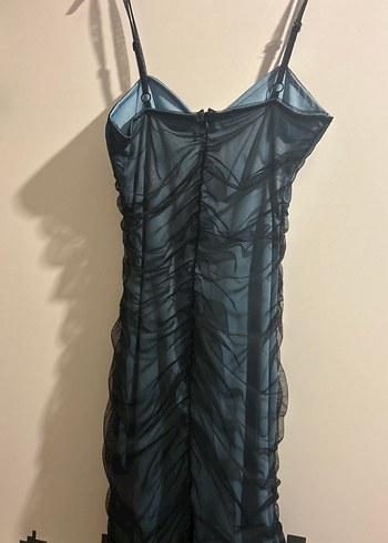 Siyah Uzun Drapeli Gotik Kadın Abiye Elbise - Görsel 4