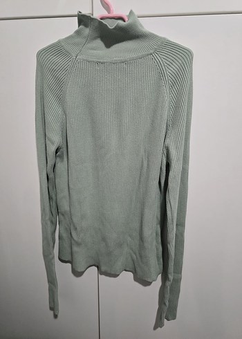 Düğmeli su yeşili Yarım Balıkçı Triko Kazak - Görsel 2