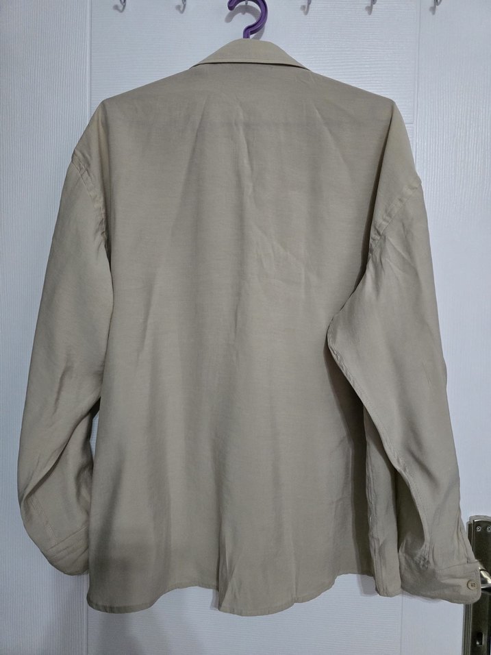 Bej Erkek Keten Gömlek Uzun Kollu Regular Fit - Görsel 3