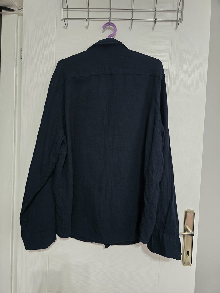 Lacivert Keten Erkek Gömlek - Görsel 3