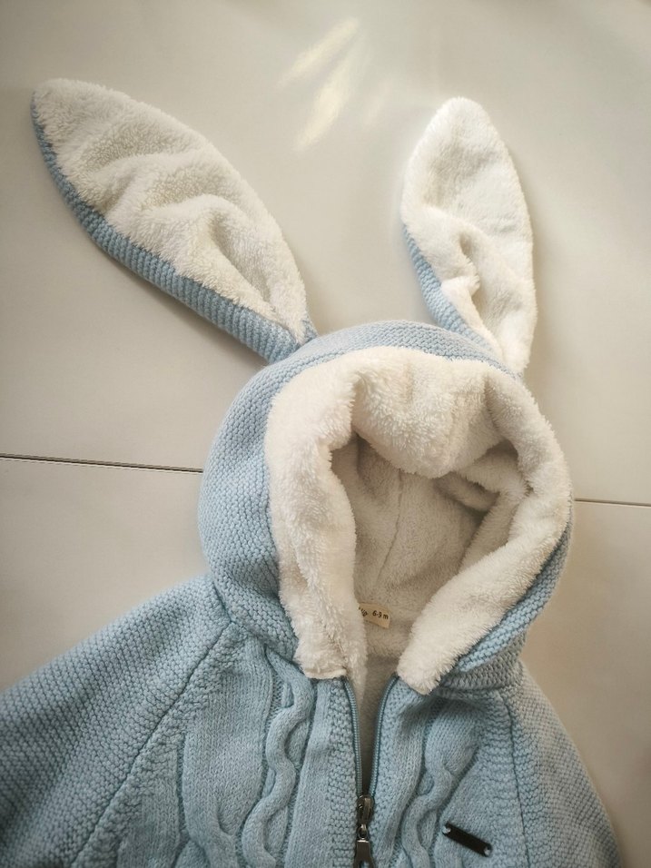 Mavi Örgü Kışlık Bebek Tulumu Kapüşonlu - Görsel 2