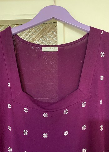 Mor V Yaka Dantel Detaylı Hamile Tunik - Görsel 3