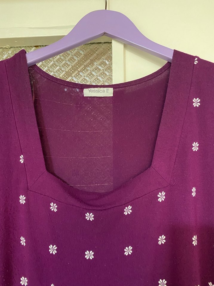 Mor V Yaka Dantel Detaylı Hamile Tunik - Görsel 3