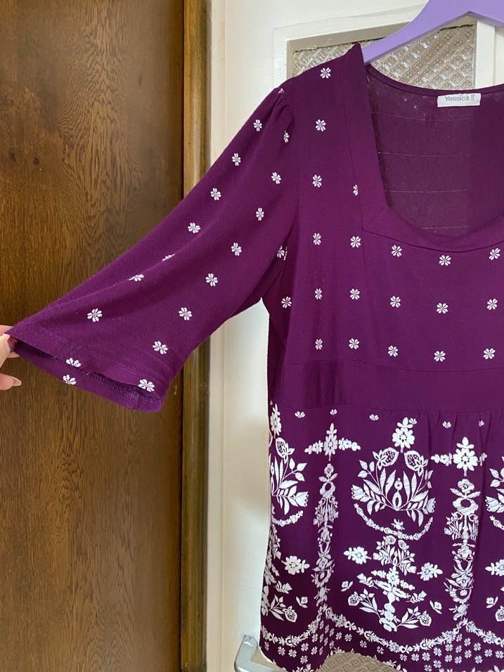 Mor V Yaka Dantel Detaylı Hamile Tunik - Görsel 2