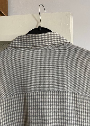 Gri Düğmeli Uzun Kollu Keten Gömlek - Görsel 5