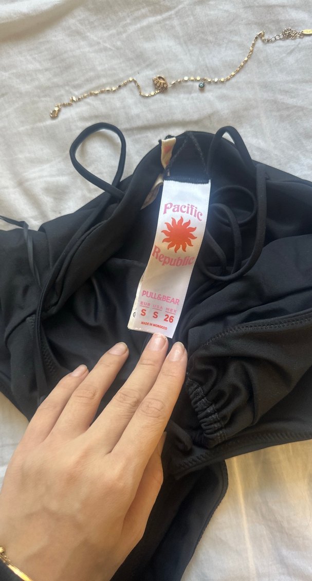 Siyah İnce Askılı Kadın Mayo - Görsel 5