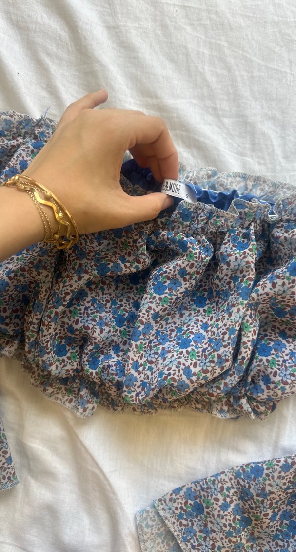 Bohem Renkli Straplez Mini Bluz - Görsel 3