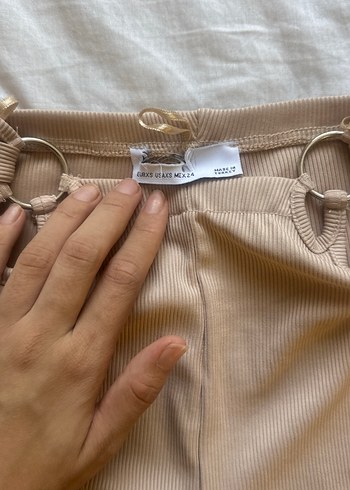 Bej Kemer Detaylı Kadın Kumaş Pantolon - Görsel 2