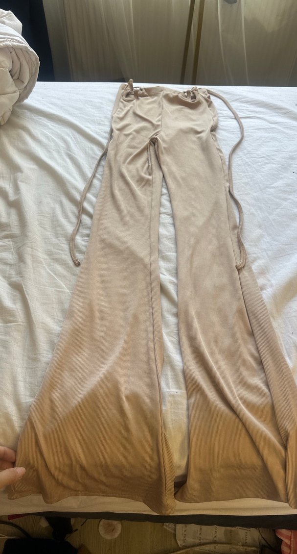 Bej Kemer Detaylı Kadın Kumaş Pantolon - Görsel 4