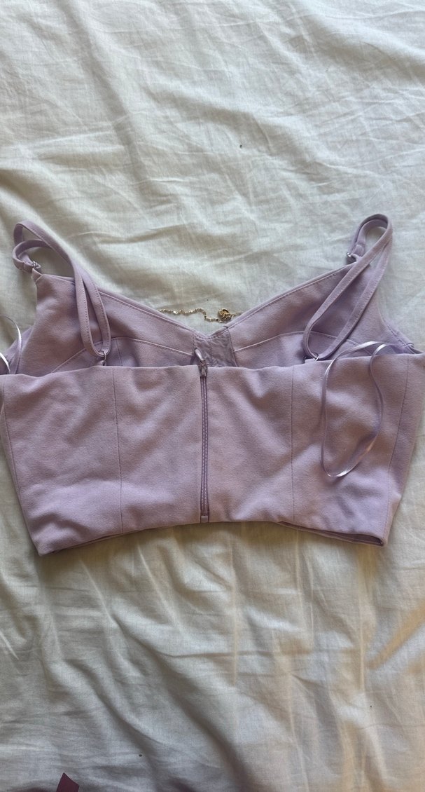 Mor Süet Strappy Midi Büstiyer - Görsel 2