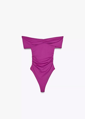 Mor Straplez Denim Crop Top - Görsel 3