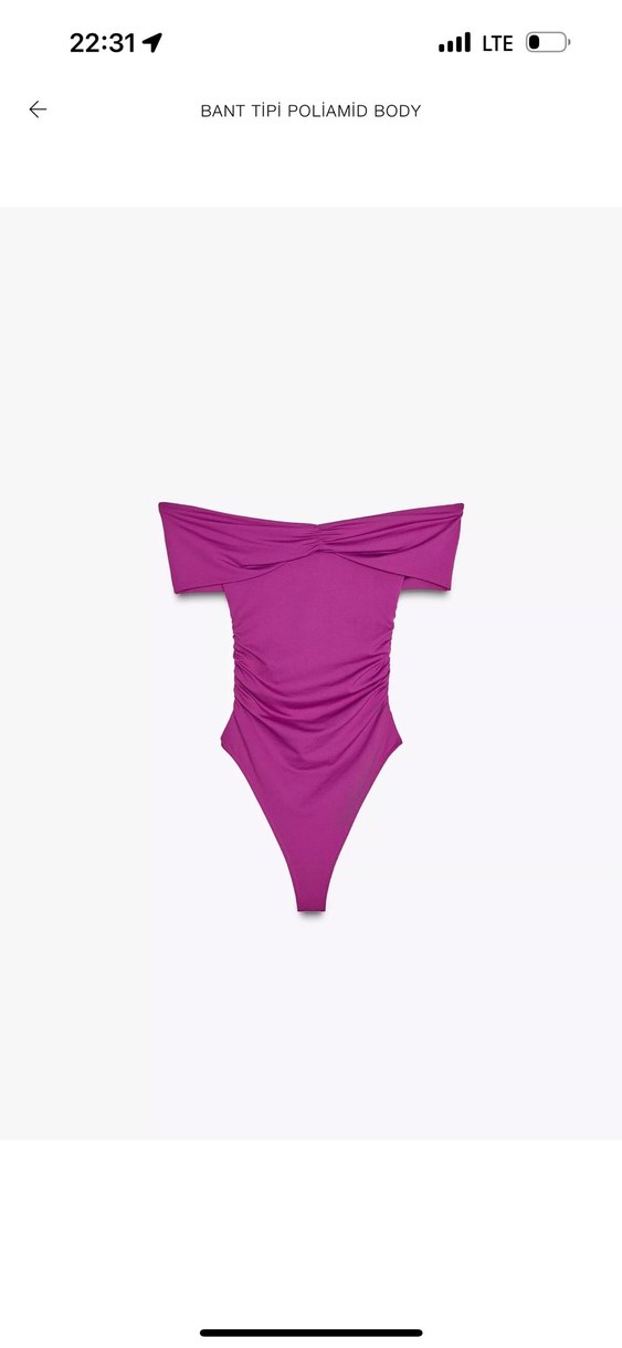 Mor Straplez Denim Crop Top - Görsel 3