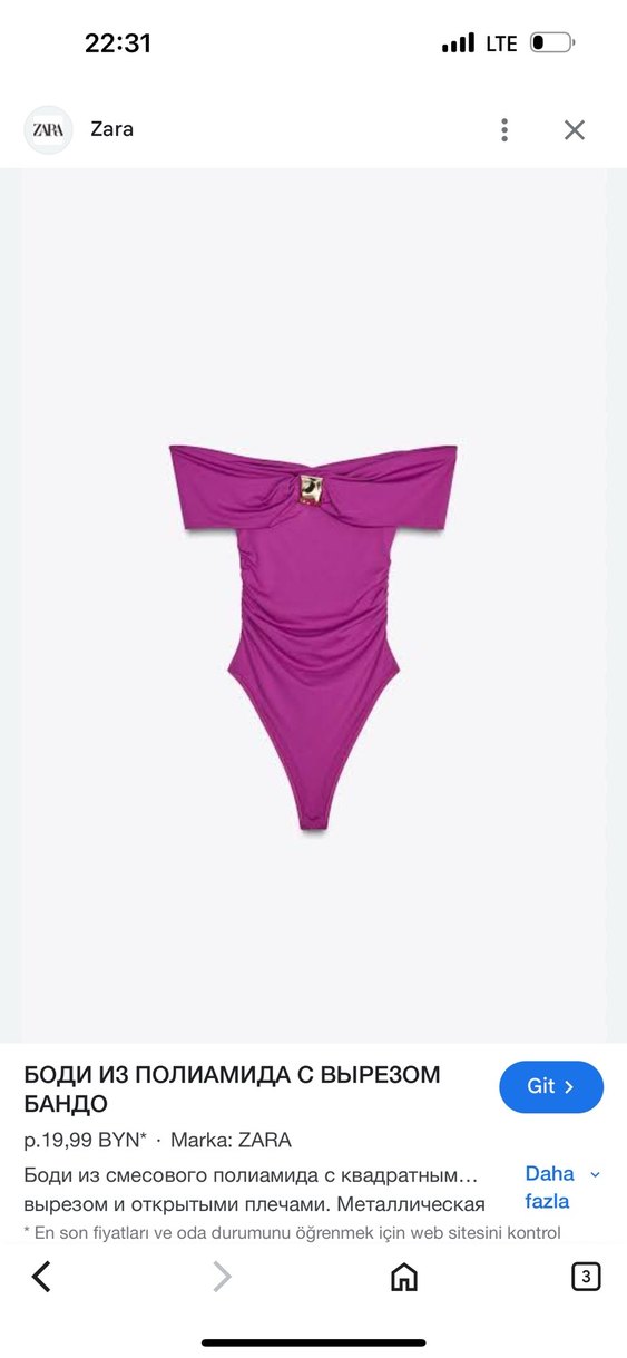 Mor Straplez Denim Crop Top - Görsel 2