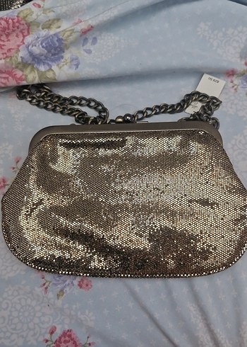 Zincir Detaylı,altin yansimali El Çantası,Clutch