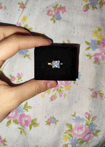 Tek taşlı ve zirkon taşlı yüzük - Görsel 3