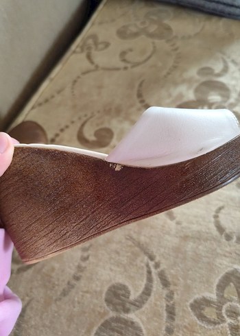 Bambi Beyaz Dolgu Topuklu Kadın Terlik - Görsel 5