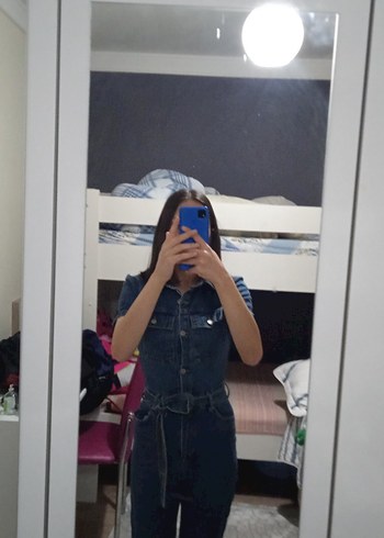 Kadın Kısa Kollu Fitted Denim Ceket