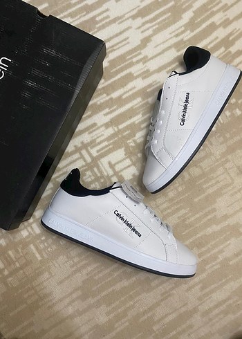 44 Beden Calvin Klein Beyaz Siyah Erkek Sneaker