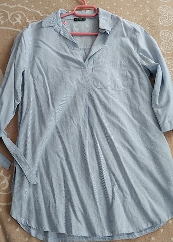 xs Beden gri Renk Gri Keten Kadın Gömlek, Düğmeli, Kısa Kollu