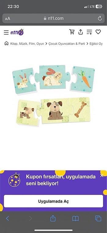 Diğer Headu Logic 3 Parçalı Hayvanlar Eşleştirme Puzzle