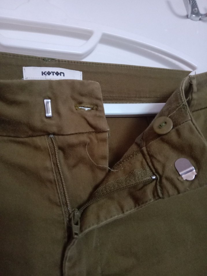 Kadın Haki Kumaş Pantolon Midi Boy - Görsel 2