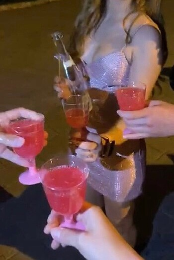 s Beden Pembe simli elbise