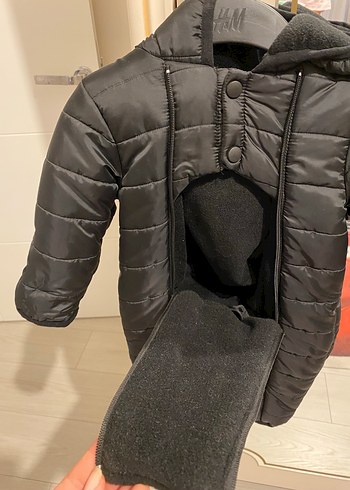 9 Ay Beden siyah Renk Siyah Fermuarlı Erkek Bebek Kış Tulumu 9 ay