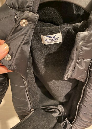 9 Ay Beden Siyah Fermuarlı Erkek Bebek Kış Tulumu 9 ay